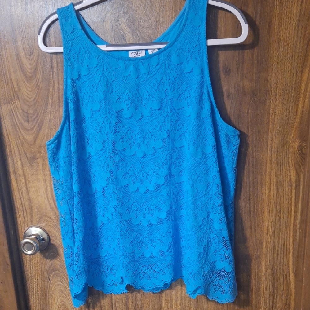 Cato Women's Blue Lace Tank Top